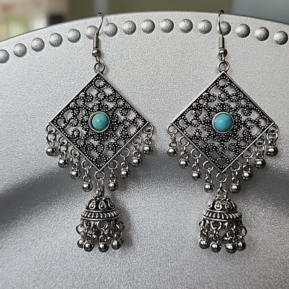 BOHEMIAN  Tribal Simulated Turquoise  Spiral Swirl Statement EP